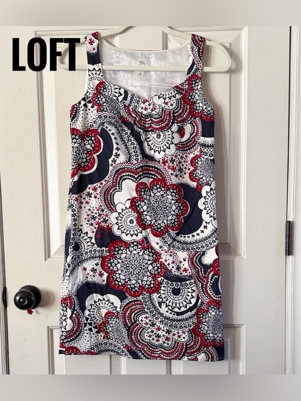 * LOFT Floral Mini Dress. Red, White, Navy. Sz 0P